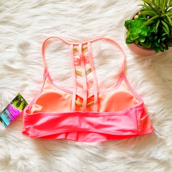 NWT Breaking Waves Orange Aztec Flowy Bikini Top - Picture 6 of 7